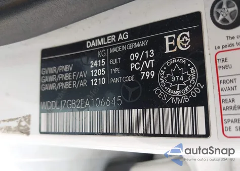 2014 Mercedes-Benz Cls 63 Amg S 4Matic из США, поврежденный, VIN WDDLJ7GB2EA106645